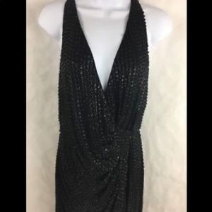 Designer Parker Beaded Mini Wrap Halter Dress Size XXS